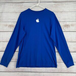 Apple Employee Embroidered Knit Long Sleeve Shirt Men's Size‎ Medium Blue